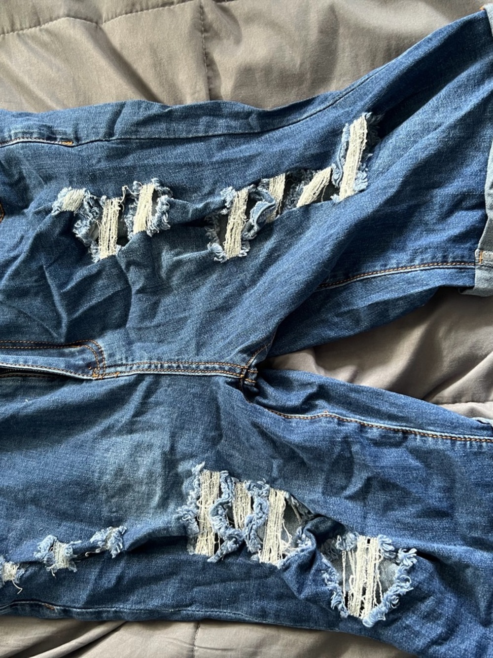 Fashion Nova Distressed Denim Bermuda Shorts - Blue